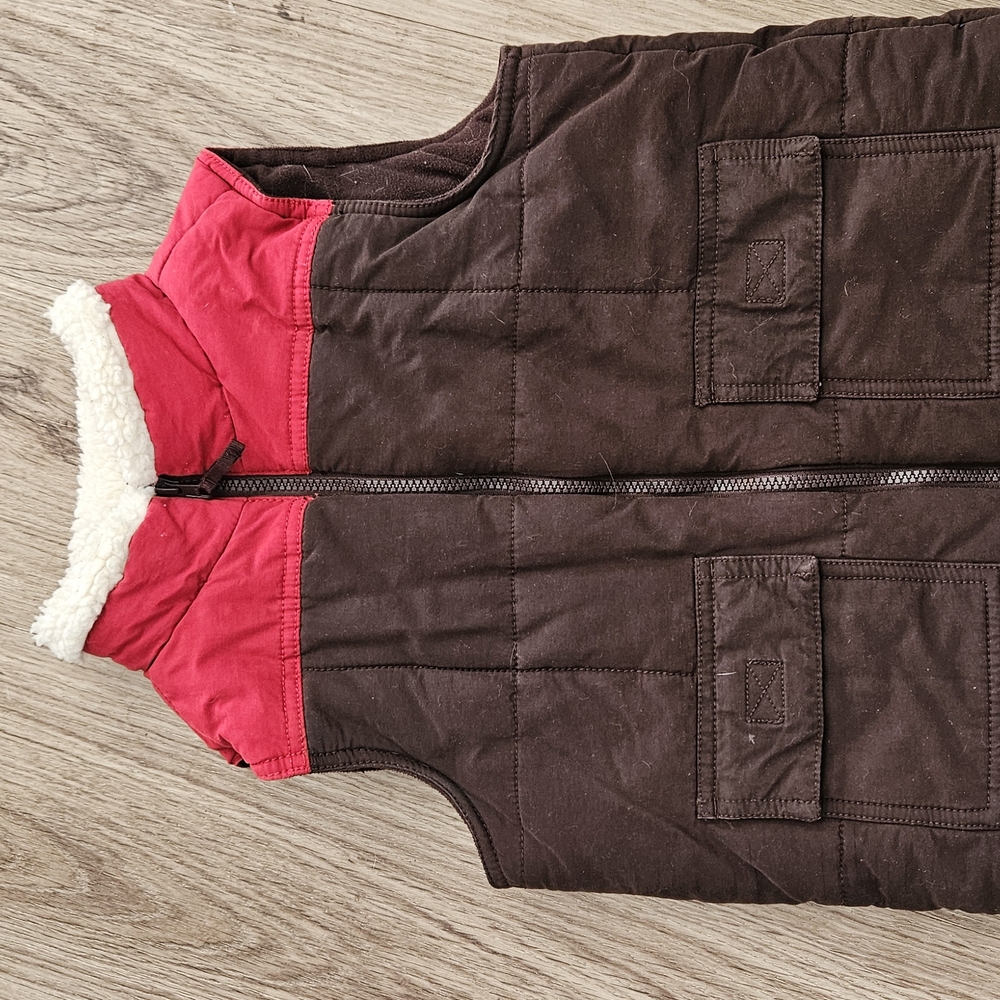 Brown and Red Quilted Vest